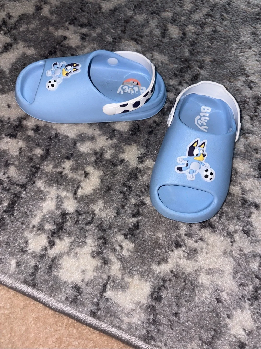 Kids Bluey Slide Sandals with Soccer Graphic